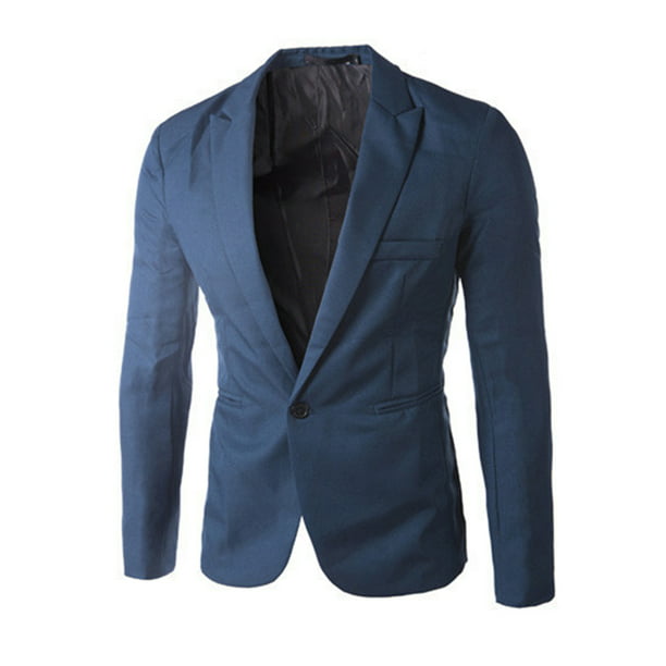 Mens Blazer Jacket Smart Slim Fit Casual Formal Business Suit Blazers Coat Tops